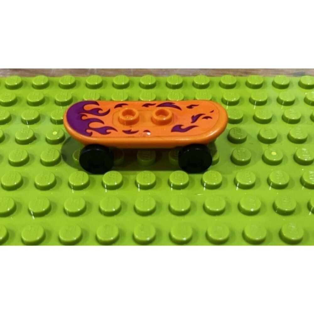 1x Lego Figures Accessories Skateboard Orange Sticker Flames Wheels 42511c01pb21